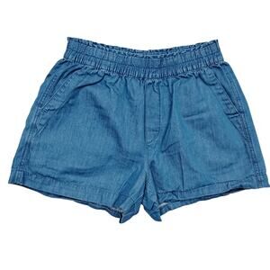 UGG RTW Chambray Shorts Size Small Blue Front and back Pockets Elastic Waist NEW